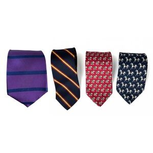 Lot Of 4 VTG Brooks Brothers Silk Ties USA Made Preppy Horse Elephant Old Money